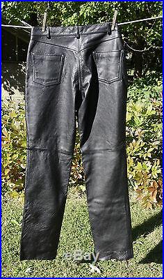 Men's Black Leather Pants Wilson Size 34