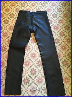 Men's Black Leather Pants with Snap-Off Codpiece