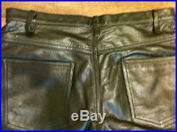 Men's Black Leather Wilsons Size 36 Pants Unhemmed Excellent Condition M Julian