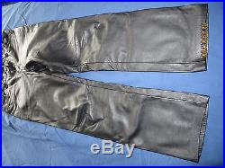 Men's Black Lined Leather Pants 33x30 Size M GLOVE LEATHER Be Folsom ready