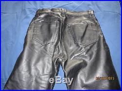 Men's Black Lined Leather Pants 33x30 Size M GLOVE LEATHER Be Folsom ready