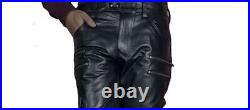 Men's Black Soft Leather Pants For Men Genuine Leather Biker Trousers