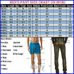 Men's Blue Genuine Leather Slim Fit Jeans pants