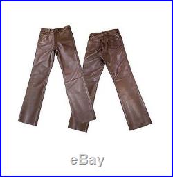 Men's Brown Nappa Leather Jeans Pant New All Sizes