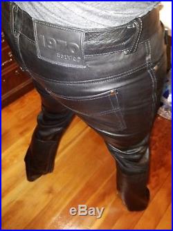 Men's Custom sized Bockle slim leg, bootcut Leather Pants, very nice