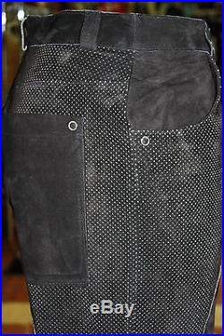 Men's Davoucci Black 100% Genuine Suede Leather Pants