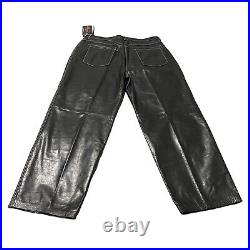 Men’s Davoucci Black Patch Work Genuine Leather Pants Waist 44 Length ...