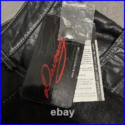 Men's Davoucci Black Patch Work Genuine Leather Pants Waist 44 Length 32 NWT