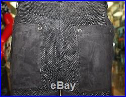 Men's Davoucci Black Suede Pants Tiny Holes Design 100% Genuine Leather