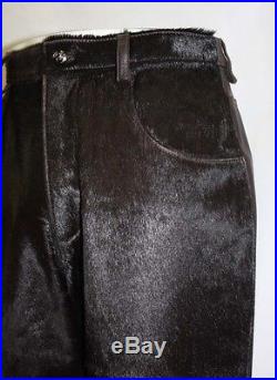 Men's Davoucci Brown Pony Hair 100% Genuine Leather Fashion Pants
