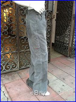 Men's Davoucci Grey Tiny Corduroy 100% Genuine Suede Leather Pants