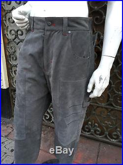 Men's Davoucci Grey Tiny Corduroy 100% Genuine Suede Leather Pants