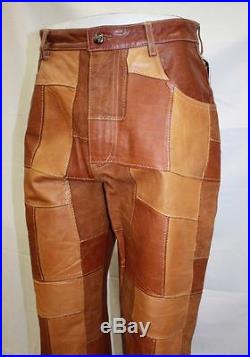 Men's Davoucci Wheat Patched Leather 100% Genuine Leather Pants