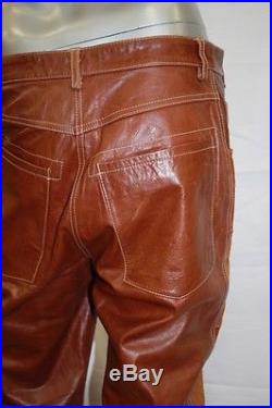 Men's Davoucci Wheat Patched Work 100% Genuine Leather Pants