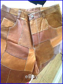 Men's Davoucci Wheat Patched Work 100% Genuine Leather Pants Size 34