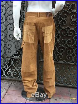 Men's Davoucci Wheat Tiny Corduroy 100% Genuine Suede Leather Pants