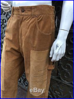 Men's Davoucci Wheat Tiny Corduroy 100% Genuine Suede Leather Pants