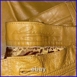 Men's Davoucci Yellow Mustard Genuine Leather Pants With Matching Hat 42 Waist
