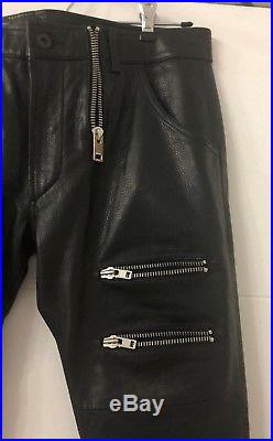 Men's Diesel Black Leather Pants with Zippers Slim Fit Size 32 New witho Tags