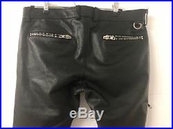 Men's Diesel Black Leather Pants with Zippers Slim Fit Size 32 New witho Tags