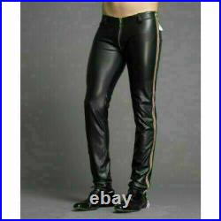 Men's Genuine Lambskin Leather Pant Soft Real Leather Casual Slim Fit Pant-MP32