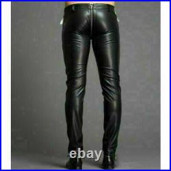 Men's Genuine Lambskin Leather Pant Soft Real Leather Casual Slim Fit Pant-MP32