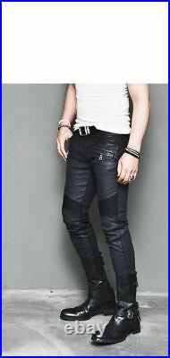 Men's Genuine Lambskin Leather Pant Soft Real Leather Casual Slim Fit Pant-MP66