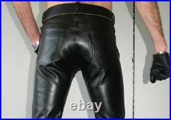 Men's Genuine Lambskin Real Leather Pant Stylish Slim Fit Black Plain Trousers