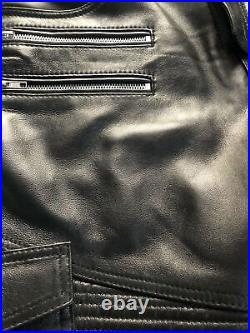 Men's Genuine Leather Black Pants Biker Slim Fit Sheep Leather Handmade Trousers