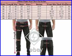 Men's Genuine Leather Cargo pants slim fit Biker trouser pants