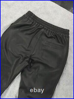 Men's Genuine Leather Joggers Pants Black Leather Pants Fashion Freestyle Pants