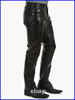 Men's Genuine Leather Pants Original Soft Lambskin Motorcycle Biker Casual Style