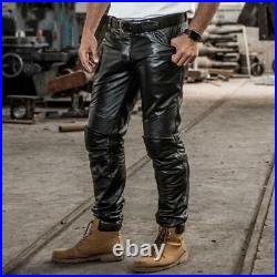 Men's Genuine Leather pant 100% Real Lambskin Black Leather Motor Biker Pants