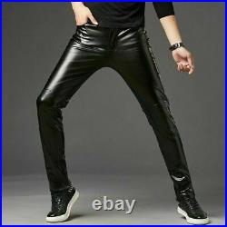 Men's Genuine Leather slim fit Biker trouser pants MP76
