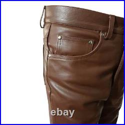 Men's Genuine Sheep Leather Biker Pant with Zipper Closure real Leather trousers
