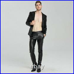 Men's Genuine Sheepskin Authentic Leather Pant Stylish Slim Fit Formal Trousers