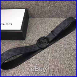 Men's Gucci Black Leather Belt GG Buckle Discount 105cm Pants Pants37-40