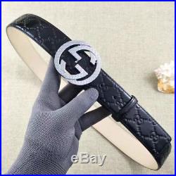 Men's Gucci Black Leather Belt Silver Buckle Discount 105cm Pants Pants37-40