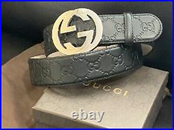 Men's Gucci Leather Belt GG Imprint