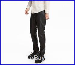Men's H&M STUDIO AW17 Leather Pants 33 Fit Trousers Biker Style $350RRP Black