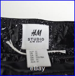 Men's H&M STUDIO Leather Coated Pants 29W 31W Trousers Biker Style $350 Black