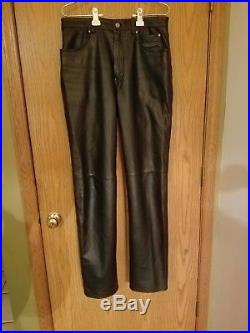 Men's Harley Davidson Black Leather 98209 96VM Riding Pant/Jeans 32 x 34