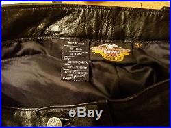 Men's Harley Davidson Black Leather 98209 96VM Riding Pant/Jeans 32 x 34