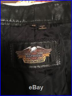 Men's Harley Davidson Leather Pants Pull Over Size 42 Brand New! Black