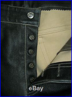 Men's JITROIS 100% Genuine Black Goatskin Leather Trousers. Stretch Pants Biker