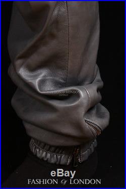 Men's JOGGERS Grey Lambskin Premium Real Soft Leather Jogging Trouser Draw Pants