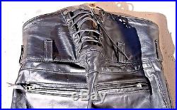 Men's LANGLITZ Leather Motorcycle Pants MINT Size 30-32 Waist, 34 Long
