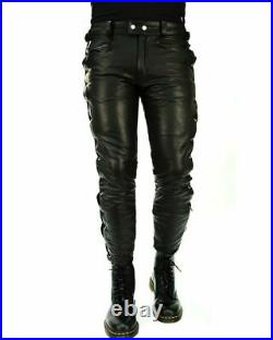 Men's Lace-Up Leather Tube Pants / Leather Pants / Luxuries and Styling 005