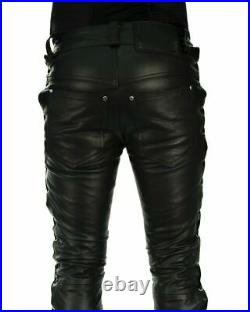 Men's Lace-Up Leather Tube Pants / Leather Pants / Luxuries and Styling 005