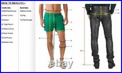 Men's Lambskin Real Genuine Leather Black Pant Slim fit Plain Biker Trousers
